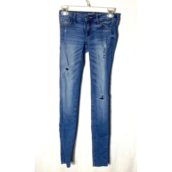 Hollister Jeans Womens Distressed Low Rise Medium Wash Denim Blue Size 24x33 - Picture 1 of 12